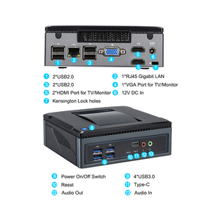 AMD A6 PRO i5 8500BNUCミニPCRadeon R5グラフィックスデスクトップコンピューターHD4K HTPC WiFiType-Cファンキオスク用ミニPC - Product Image 5