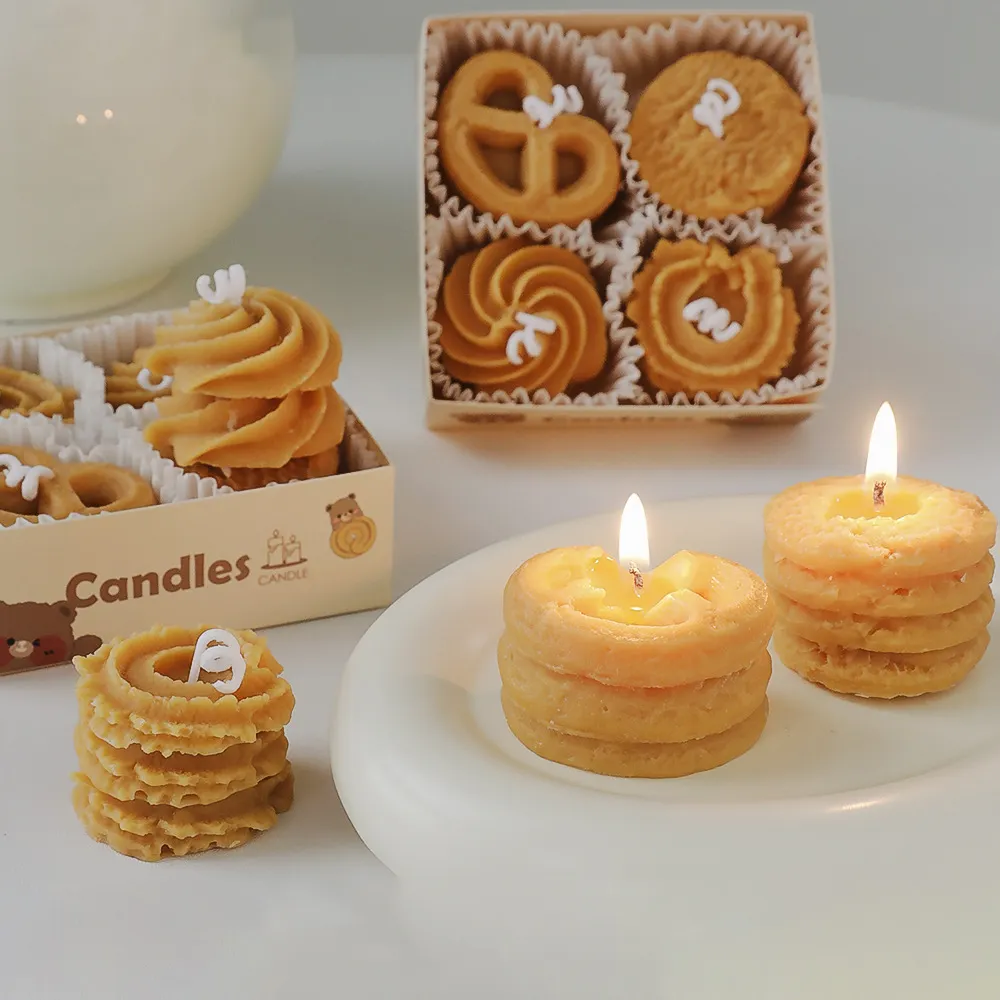 Chocolate Leite Biscoito Cookies Aromaterapia Velas 4-Piece Set Gift Box Sets Cera De Soja Fragrância Novidade Sobremesa Vela Perfumada