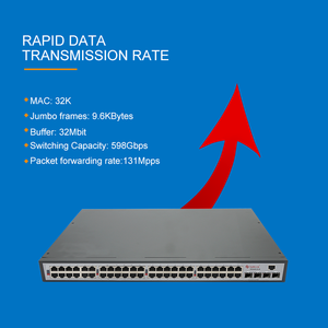 Conmutador de fibra de red gestionada RJ45 SFP 48xGE 4x10G de 52 puertos L2 RSTP/MSTP SNMP 10G Ethernet, carcasa de escritorio, función VLAN QoS - Product Image 4