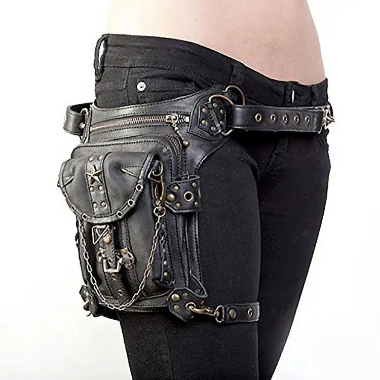 Steampunk Retro Motorcycle,Lady,Retro Rock Gothic Goth Shoulder Waist Drop Leg Bag