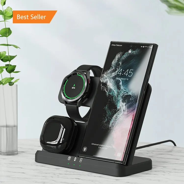 3 in 1 Wireless Charger Stand Pad For iPhone 14 13 12 11 Samsung S22 S21 Galaxy Watch 5 4 Active Buds Fast Charging Dock Station