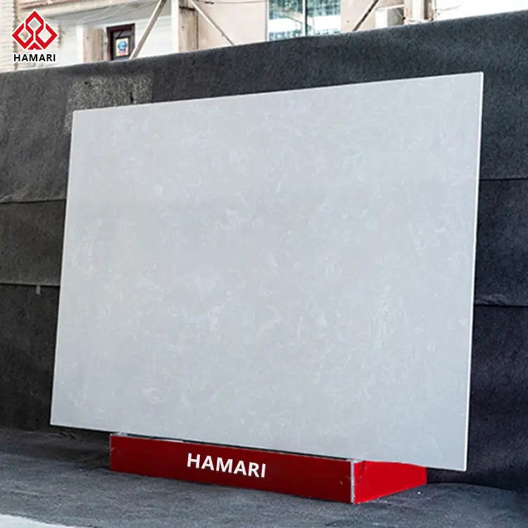 China preço de fábrica polido 270x180 cm marmore artificial cinza grandes lajes sala de estar