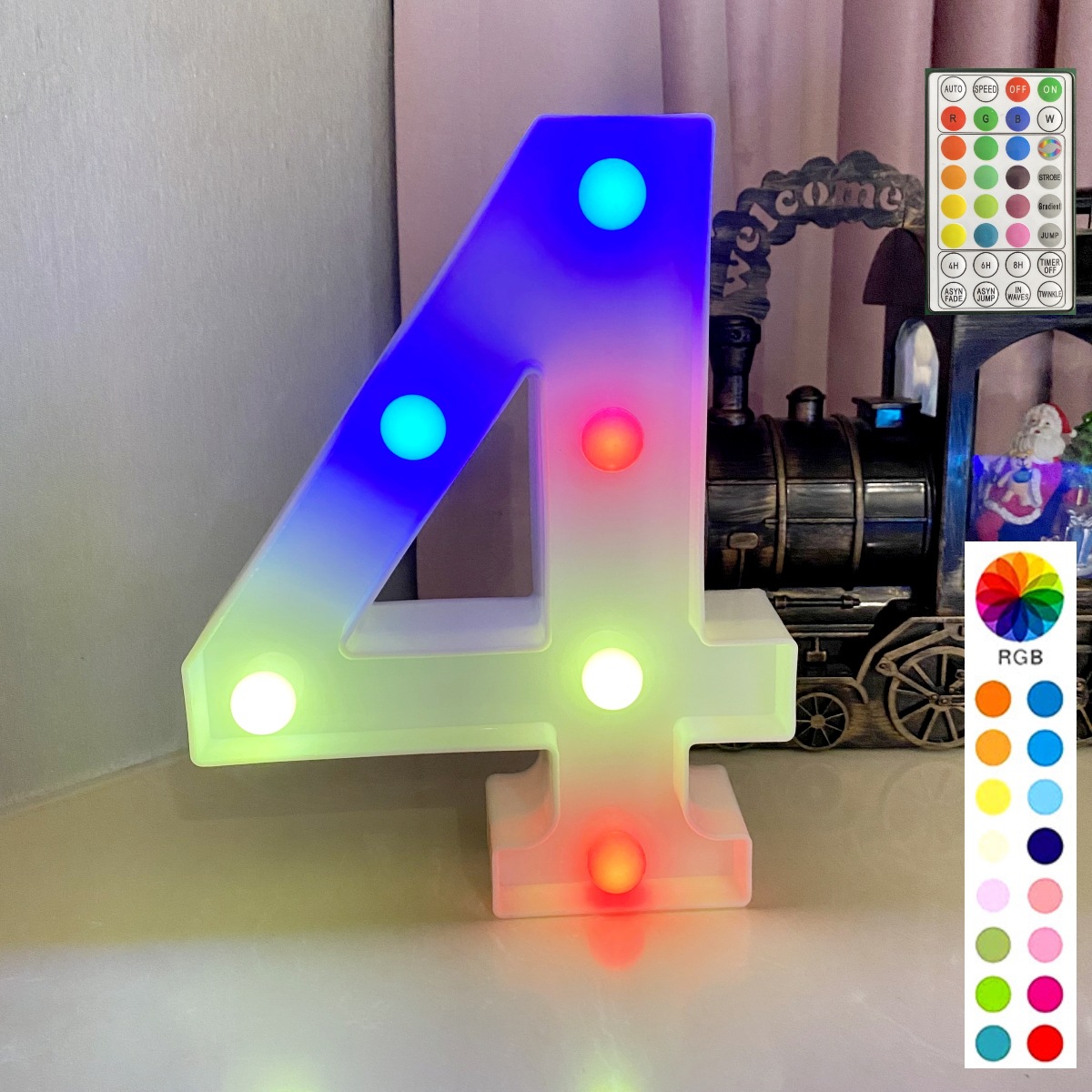 Colorful synchronous remote control white bottom letter: 4