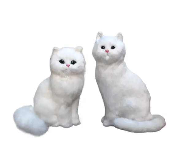 Modelo de gato blanco de gran tamaño simulado, animales de peluche hechos a mano para regalos de Navidad o suministros de decoración de escritorio para el hogar 2024