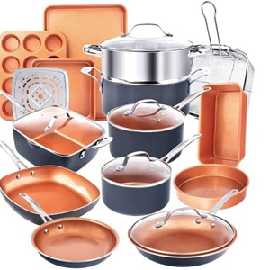 <strong>20</strong>-Piece Durable &amp; Eco-Friendly Non-Stick Aluminum Cookware <strong>Set</strong> Classic Design Induction Copper Collection