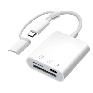 Plug and Play Dual Connectors 2/<strong>3</strong> in 1 SD PD TF OTG Memory Card Reader <strong>Adapter</strong> for iPhone iPad Trail Camera Android Mobile Phone - Product Image 1