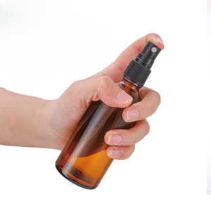 5ml 10ml 15ml 20ml 30ml 50ml 100mlボストンラウンド琥珀色ガラススプレーボトル、ブラックミストスプレーキャップ付き