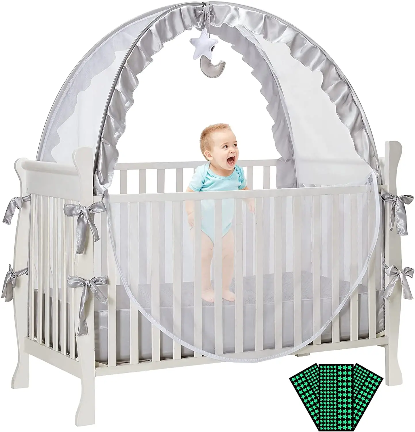 Berço rede de berço com mosquiteiro, tenda para manter o bebê transparente com portátil