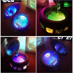 Custom Vintage <strong>Wind</strong> <strong>up</strong> Constellations Rotating Goddess Twinkling Resin Carved Mechanism Music Box with <strong>LED</strong> - Product Image 3