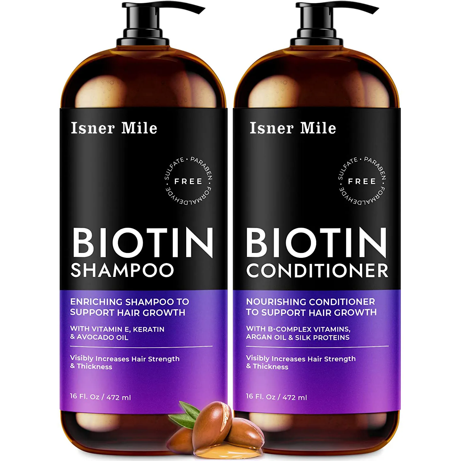 Kit de champú y acondicionador de biotina para el crecimiento del cabello, hidratante Natural, de marca privada, antipérdida, Vegano