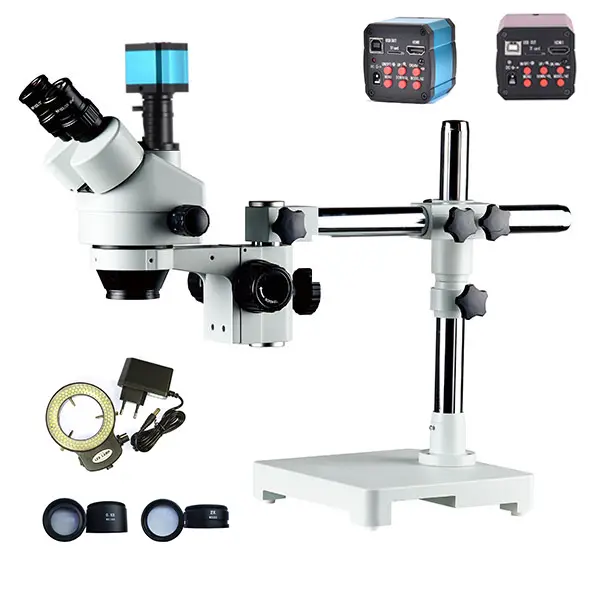 3.5X -90X Trinocular Zoom Stereo Microscope สำหรับ PCB Mobil ตรวจสอบ