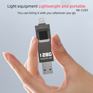 2合1自定义USB 2.0闪存驱动器，带有指纹加密，适用于PC和智能手机的安全金属Pendrive - Product Image 4