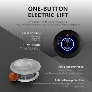 EU Standard Aluminum Kitchen Worktop Hidden Electric Lifting Pop-up Power Socket Outlet <strong>4</strong> AC Germany Outlets IP44 Level 15A - Product Image 4