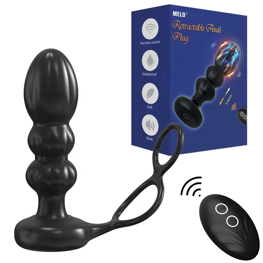 Thrusting Anal Vibrator Prostate Massager with Cock Ring Remote Control Anal Sex Toy Butt Plug G Spot Vibrator Adult Toy for Men