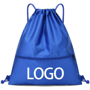 Mochila deportiva grande de poliéster con logotipo personalizado, bolsas de PE con cordón para nadar para mujeres y hombres, bolsa de cuerda con bolsillo y cremallera para exteriores - Product Image 1