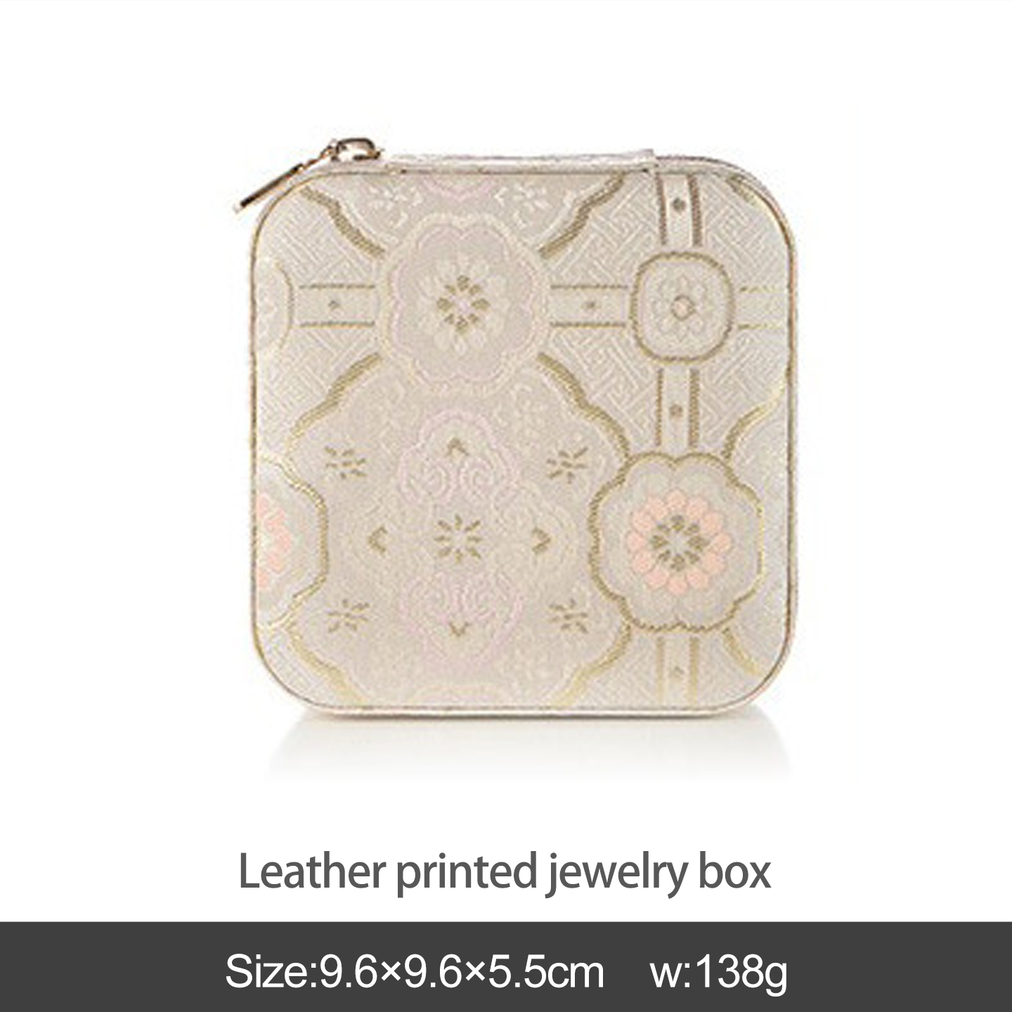 Boîte à bijoux imprimée en cuir rose