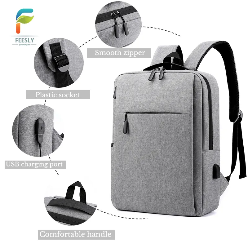 Léger polyester collège usb d'ordinateur portable de voyage sac à dos étudiant personnalisé de luxe femmes sous 5 doller logo sac