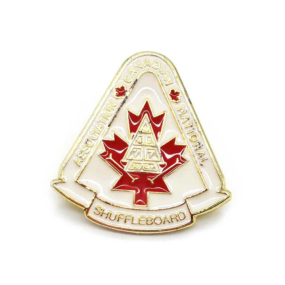 Tùy Chỉnh Màu Đỏ Trắng Canada Hiệp Hội Quốc Gia Shuffleboard Men Pins Kim Loại Logo Cho Mũ