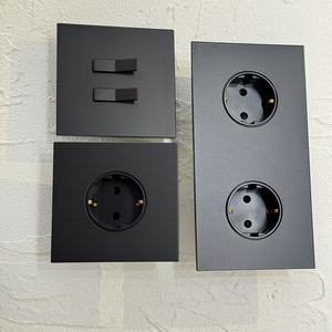 86 250v EU16A işık geçiş anahtarları paslanmaz çelik Modern mat siyah 1234 Gang Uk13a 172 çift avrupa fransız soket Usb 45A