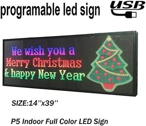 P5 39 "x 14" Программируемый полноцветный СВЕТОДИОДНЫЙ рекламный знак, Wi-Fi, USB, поддерживаемая цифровая плата для прокрутки сообщений постоянного тока - Product Image 4