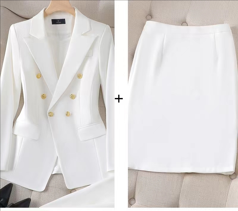 2 White suit+white skirt