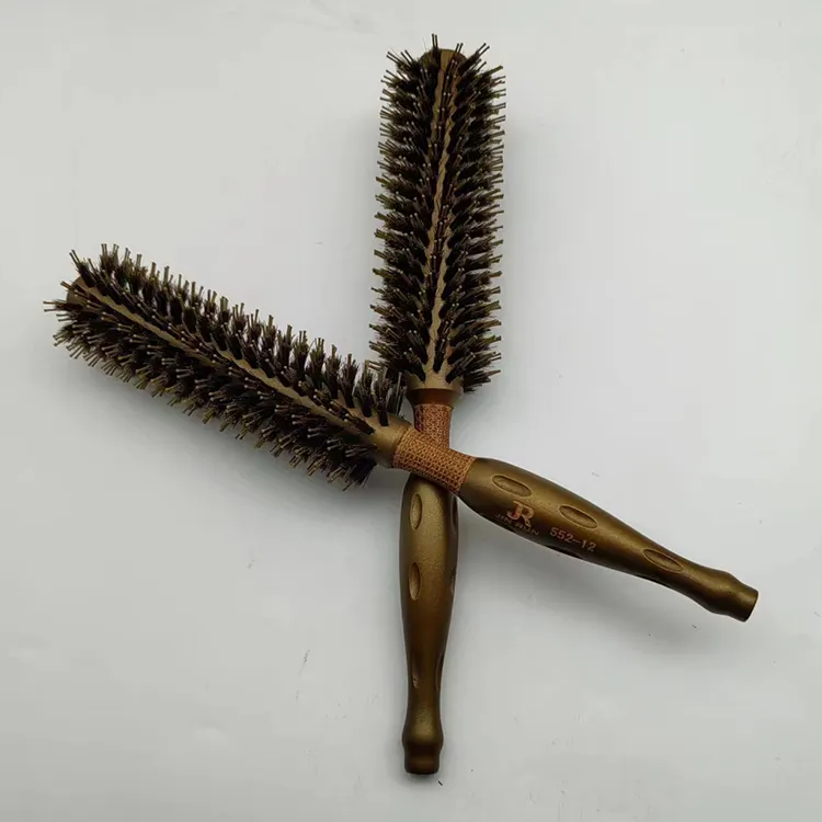 बाल ब्रश बाल कंघी लकड़ी के हैंडल से रोलिंग ब्रश हेयरड्रेसिंग वॉशरूम बाल