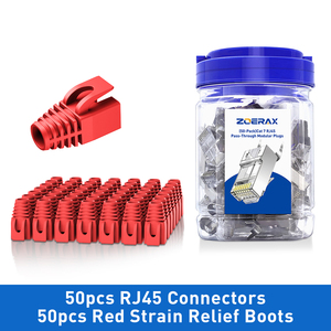 1 takım = 50 adet CAT7 RJ45 konnektör 1.5mm geçmesine modüler fiş STP demir kristal başlık ile 50 adet kırmızı gerginlik Reief çizmeler - Product Image 2