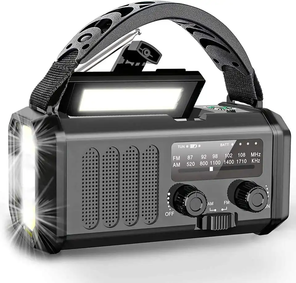 Batterie d'urgence de 10000mAh, manivelle solaire AM FM NOAA, Radio avec lampe Flash pour l'extérieur, offre spéciale