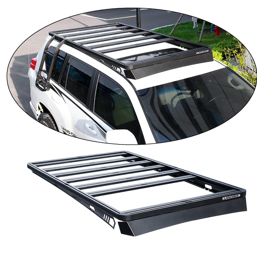 Porte-bagages universel pour voiture Toit en aluminium noir 4X4 pour Toyota LC200 LC79 LC150