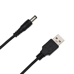 พอร์ต2.0 USB สีดำ1ม. ไปยัง5.5*2.1มม. สายเชื่อมต่อสายไฟทรงกระบอก5V DC สายข้อมูล - Product Image 3
