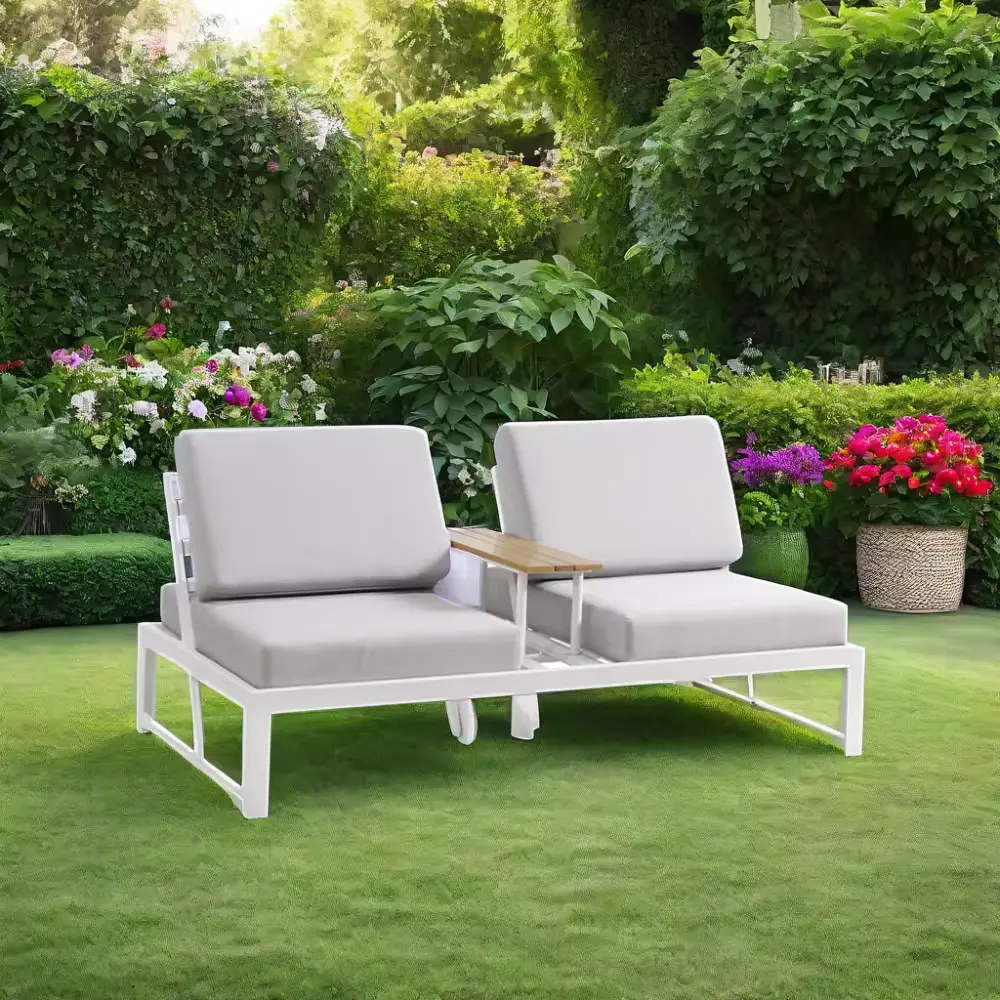 Adjustable Outdoor Sofa Set Garden Wholesale Commercial Sofas Modern Patio Furniture Lounge Metal U Shape Sofa Set 2 Set