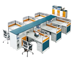 Escritorio de oficina con tabique de madera modular - Product Image 4