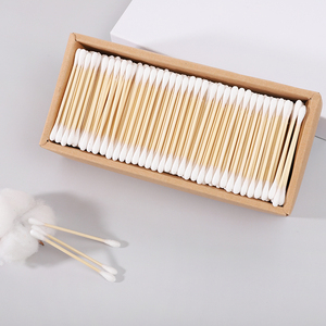 Organic 500Pcs <strong>Q</strong> <strong>Tips</strong> Bamboo Sticks Cotton Swab With Kraft Paper Box for Sustainable Beauty and Hygiene Solutions