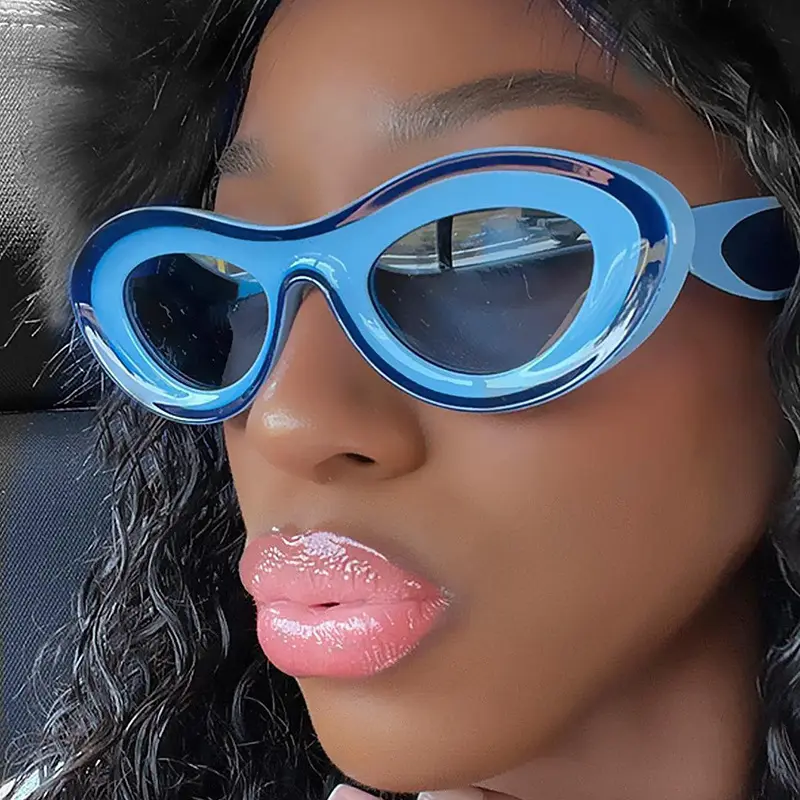 2023 패션 타원형 선글라스 여자 남자 PC 다채로운 렌즈 프레임 빈티지 파티 비치 스타일 Y2K 트렌드 안경 멋진 UV400 안경