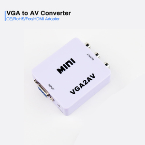 Cutomzied marca VGA a AV RCA compuesto convertidor adaptador caja VGA2AV con Audio para PC TV