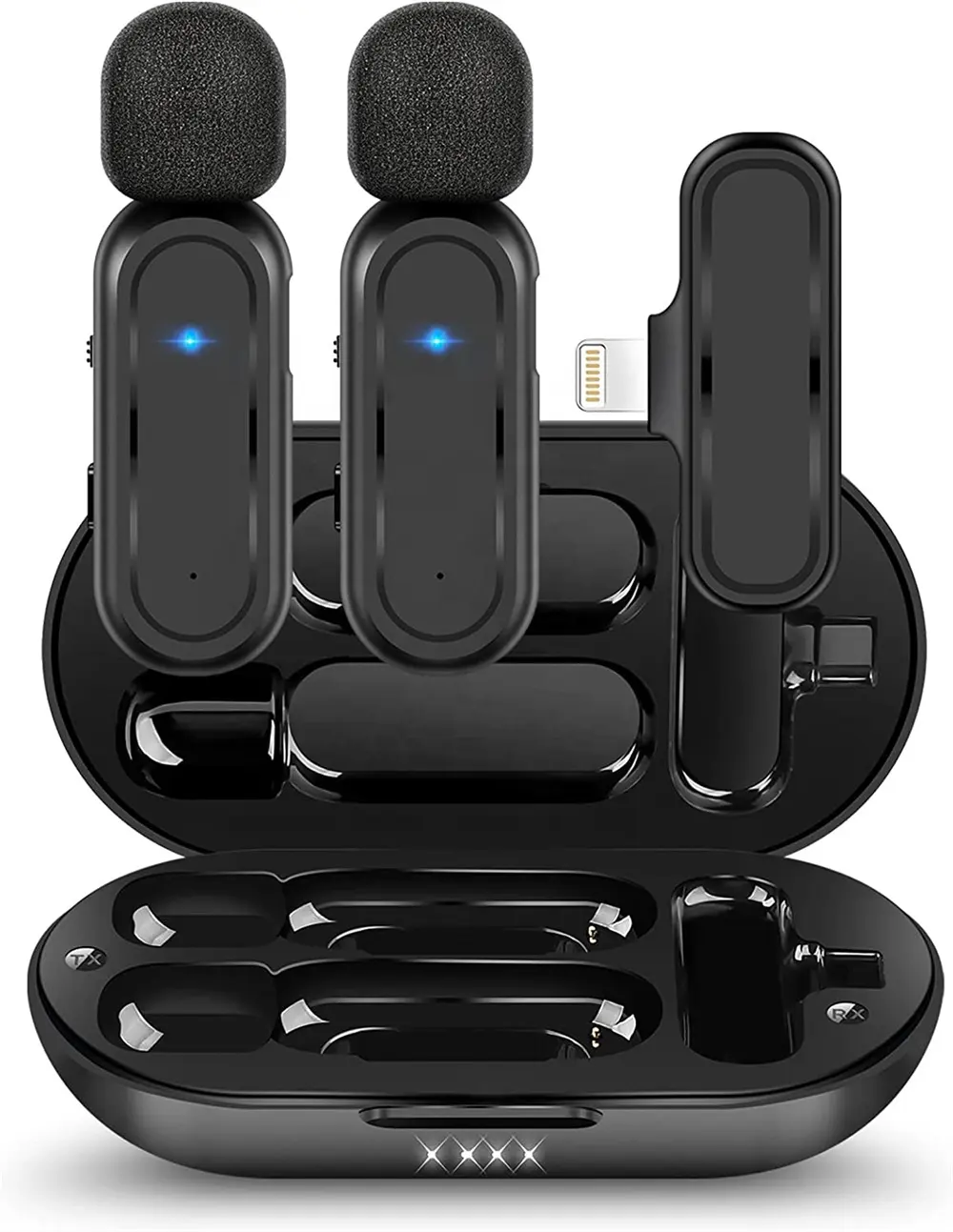 2er Pack Wireless Laval ier Mikrofon für Android iPhone iPad mit Lade koffer Clip am Revers Mikrofon für Video aufzeichnung Vlogging