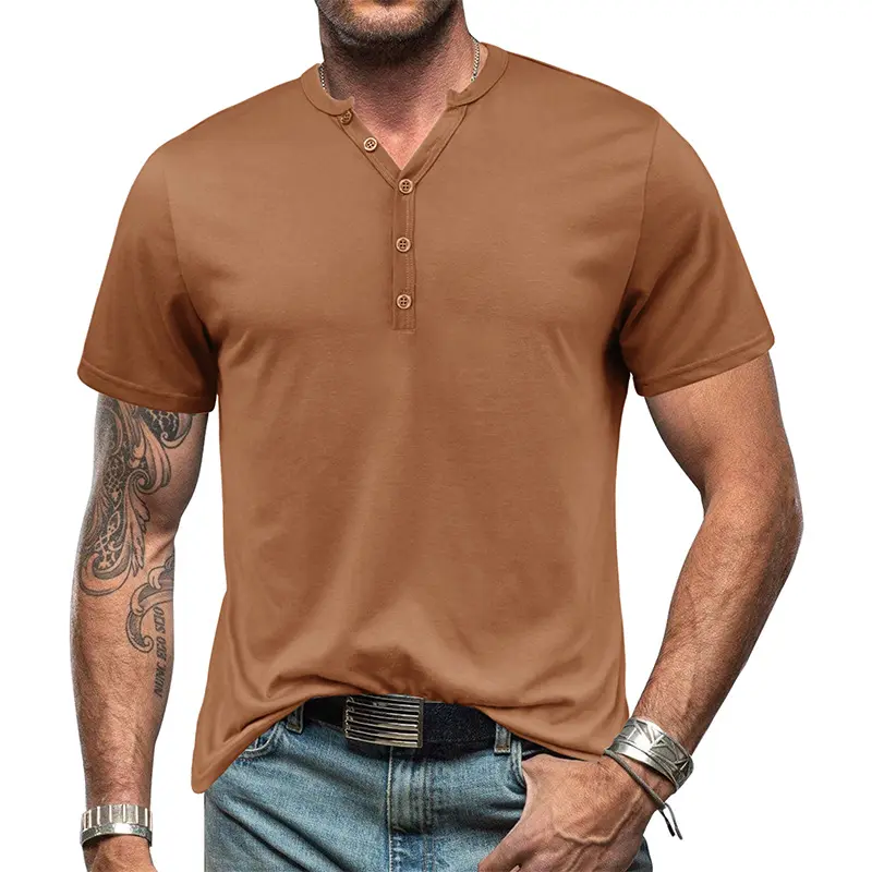 Kaus katun kancing kualitas tinggi kaus polos dengan Logo cetak kaus pria ukuran besar uniseks
