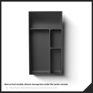 TeslaモデルYハイランド<span class=keywords><strong>2025</strong></span>用カーストレージボックスセンターコンソールダッシュキットの下に便利なシリコーン材料