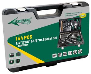 AE-S142กล่องเครื่องมือประแจวงล้อ1/4 "& 3/8" & 1/2 "144ชิ้นชุดเครื่องมือสำหรับซ่อมรถ - Product Image 2