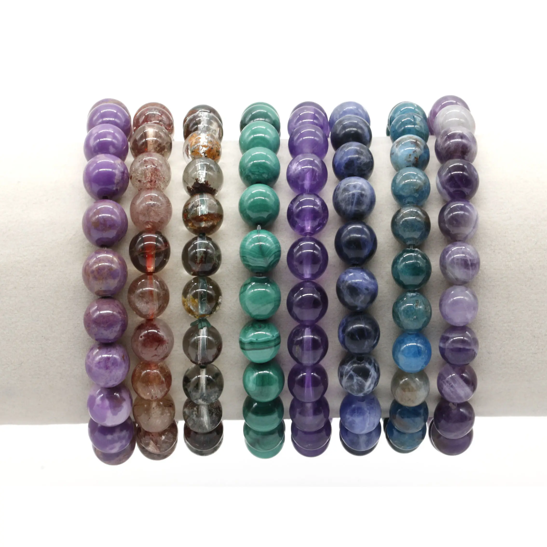Pulseiras de joias da moda contas de pedra natural pulseiras de contas de cristal fantasma verde
