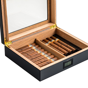 VANACE New Zealand XXL Adjustable <strong>Humidity</strong> Case Humidifier Rectangle Box Glass Wooden Cigar Humidor - Product Image 5