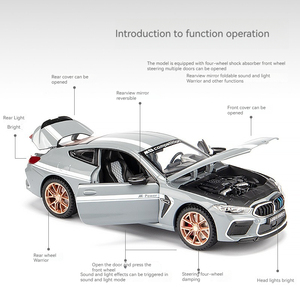 1:24 pres döküm model araç BWM M8 Thunde metal oyuncak arabalar ses ve ışık ile geri çekme süsleyin süs ornament modelo del metal - Product Image 5