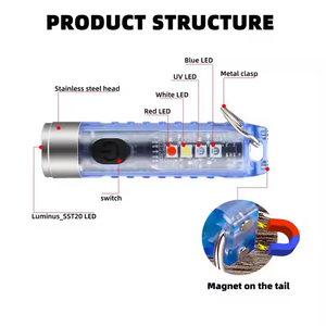 SMALL SUN Flashlight Torch Portable Keychain LED Flashlight USB Rechargeable <strong>High</strong>-Power Emergency <strong>Light</strong> for Outdoor Daily Use - Product Image 4