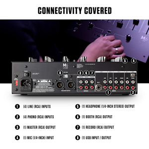 Clavax CLMC-M6USB 4-channel DJ Mixer With Built-in <strong>Audio</strong> <strong>Interface</strong> 3-Band EQ Mic <strong>Input</strong> and Replaceable Slope Control CrossoversI - Product Image 5