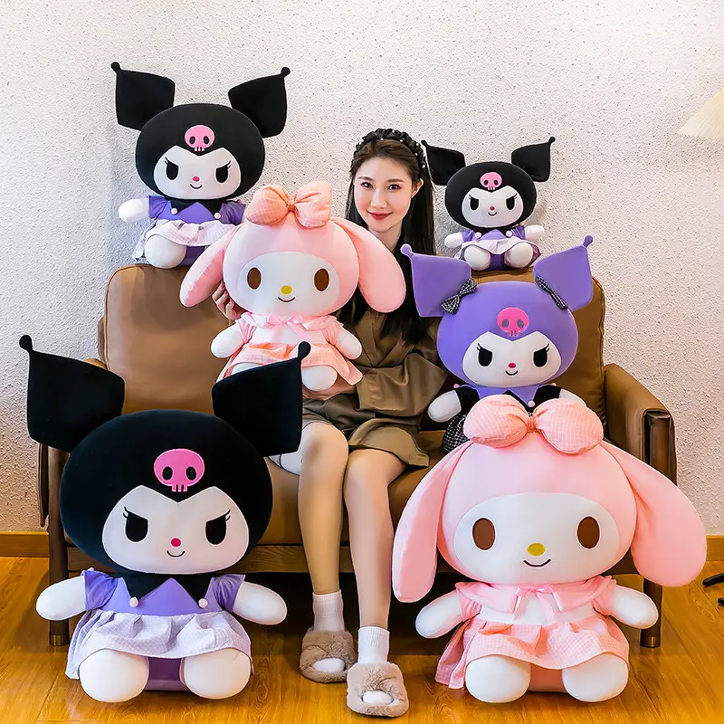 38cm-100cm animales de peluche negro Kuromi Melody Sanrios juguete de peluche Anime Kawaii lindo suave peluche niñas niños regalo muñeca Juguetes