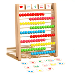 COMMIKI <strong>Counting</strong> Beads Numbers Toy Wire Computing Rack Digital Cognitive Toys Wooden Abacus Children Early Math Learning Toy - Product Image 1