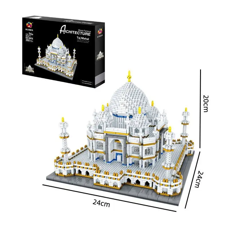 PZX regalo per bambini India architettura di fama mondiale modello 3D mattoni di diamanti Mini blocchi di costruzione giocattoli Taj Mahal