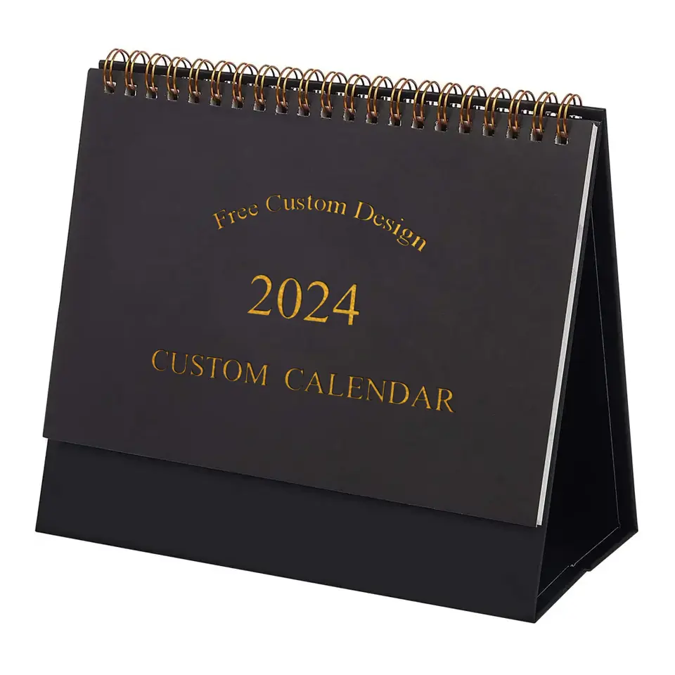 2024 di fabbrica calendario con copertina rigida personalizzata e calendario a doppia spirale calendari da tavolo con promozione regalo da tavolo