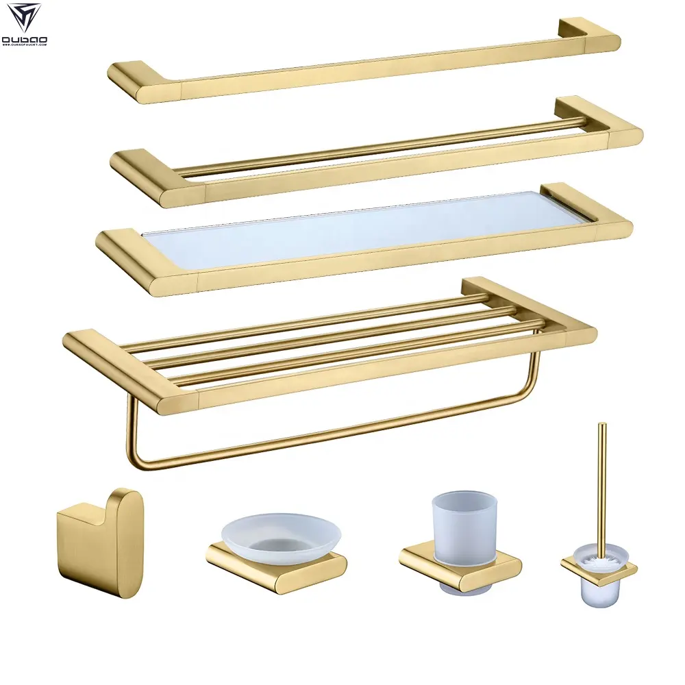 Hotel Best Selection Modern Luxury Gold Stainless Steel Metal Wall Mounted Bathroom Accessories Set