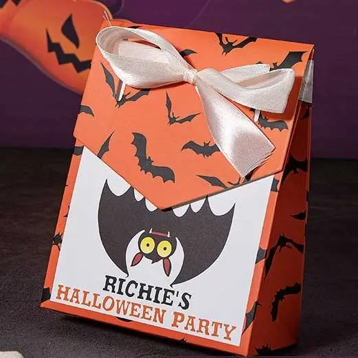 Bolsa de papel Monster Sweet Candy Treat, cajas de embalaje de papel de regalo para galletas de Halloween, moda personalizada, ecológica, comida creativa elegante